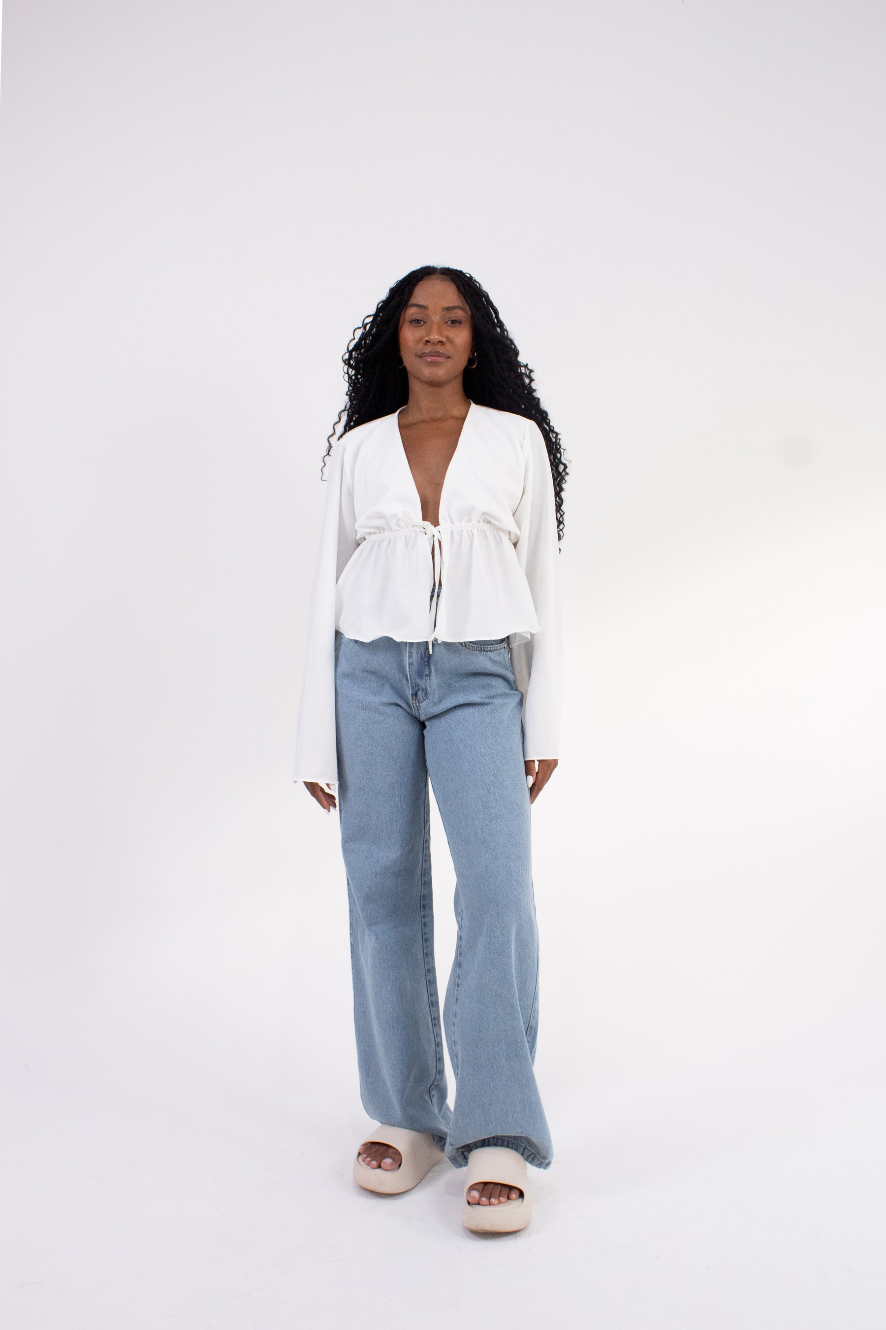 Calça Wide Leg em Jeans Denim