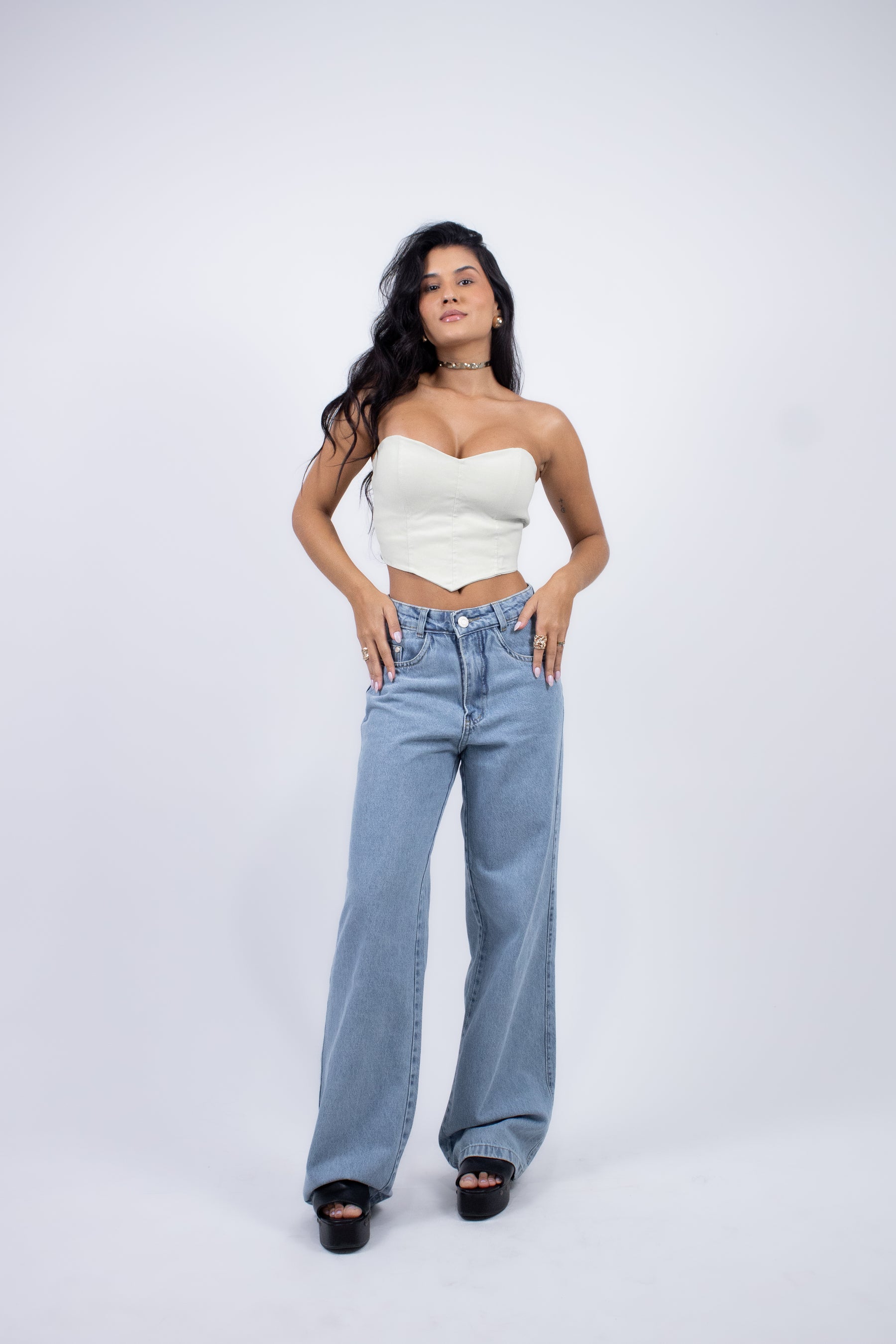 Blusa Corset Tomara Que Caia em Sarja
