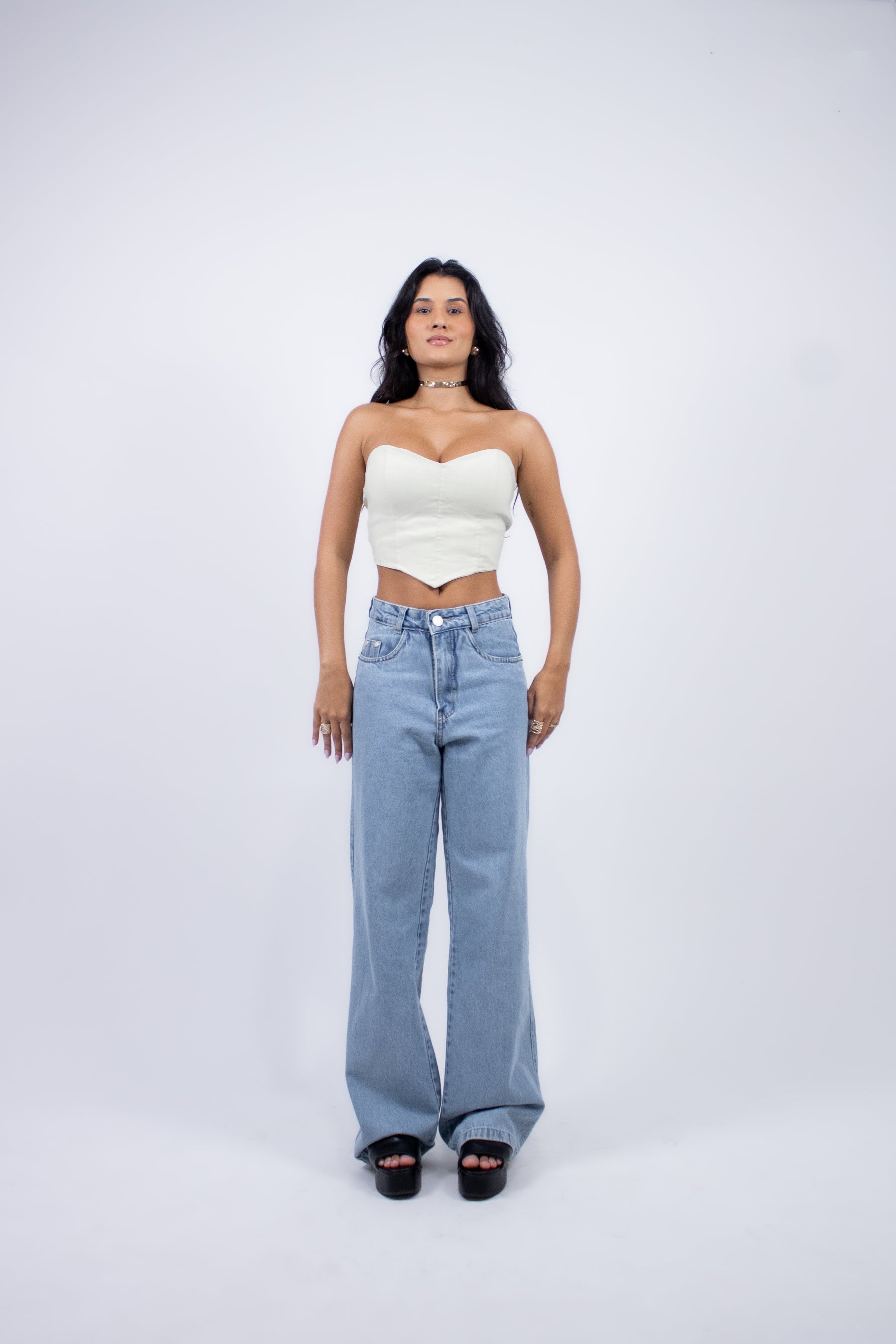 Blusa Corset Tomara Que Caia em Sarja