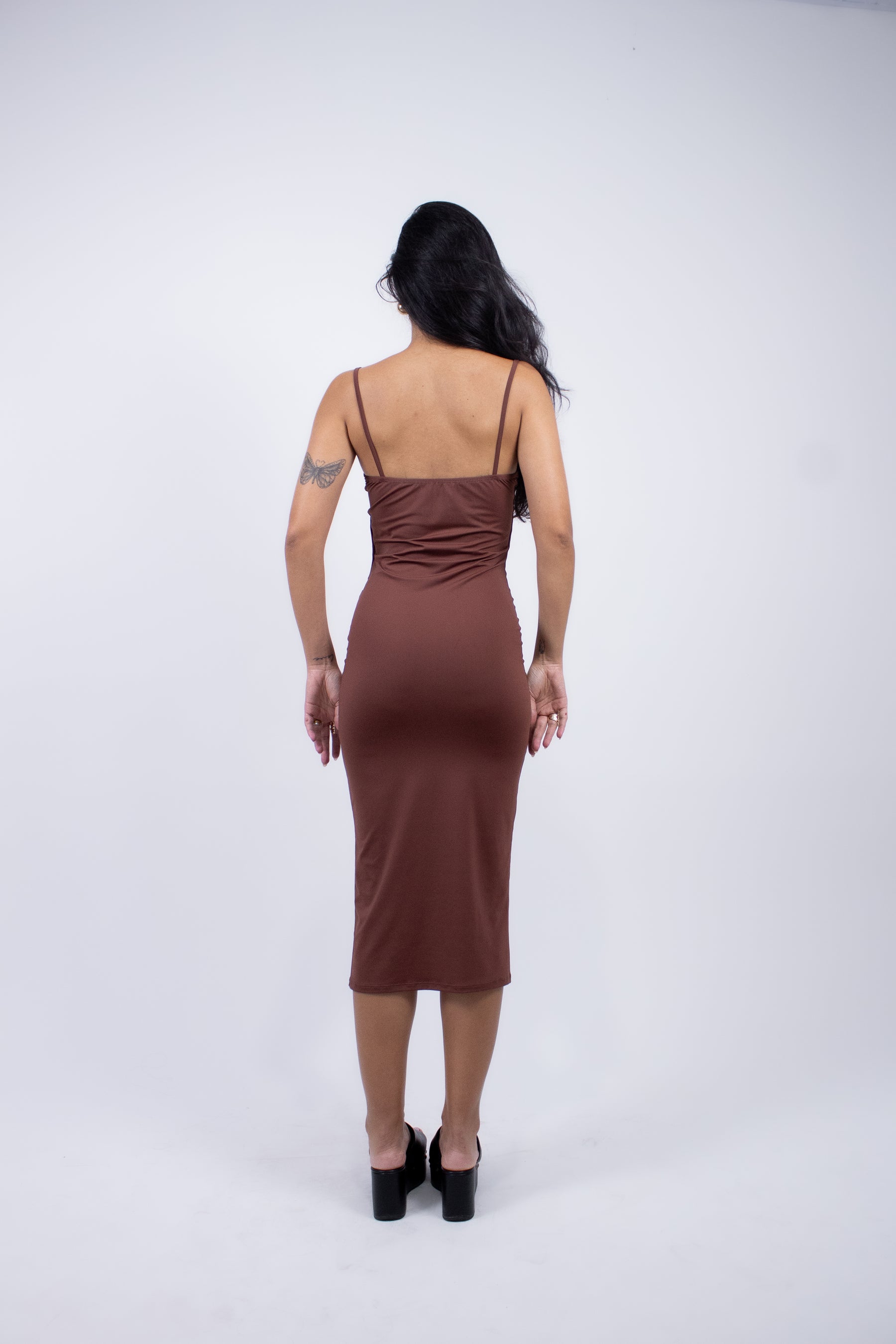 Vestido em Poliamida Midi com Alça