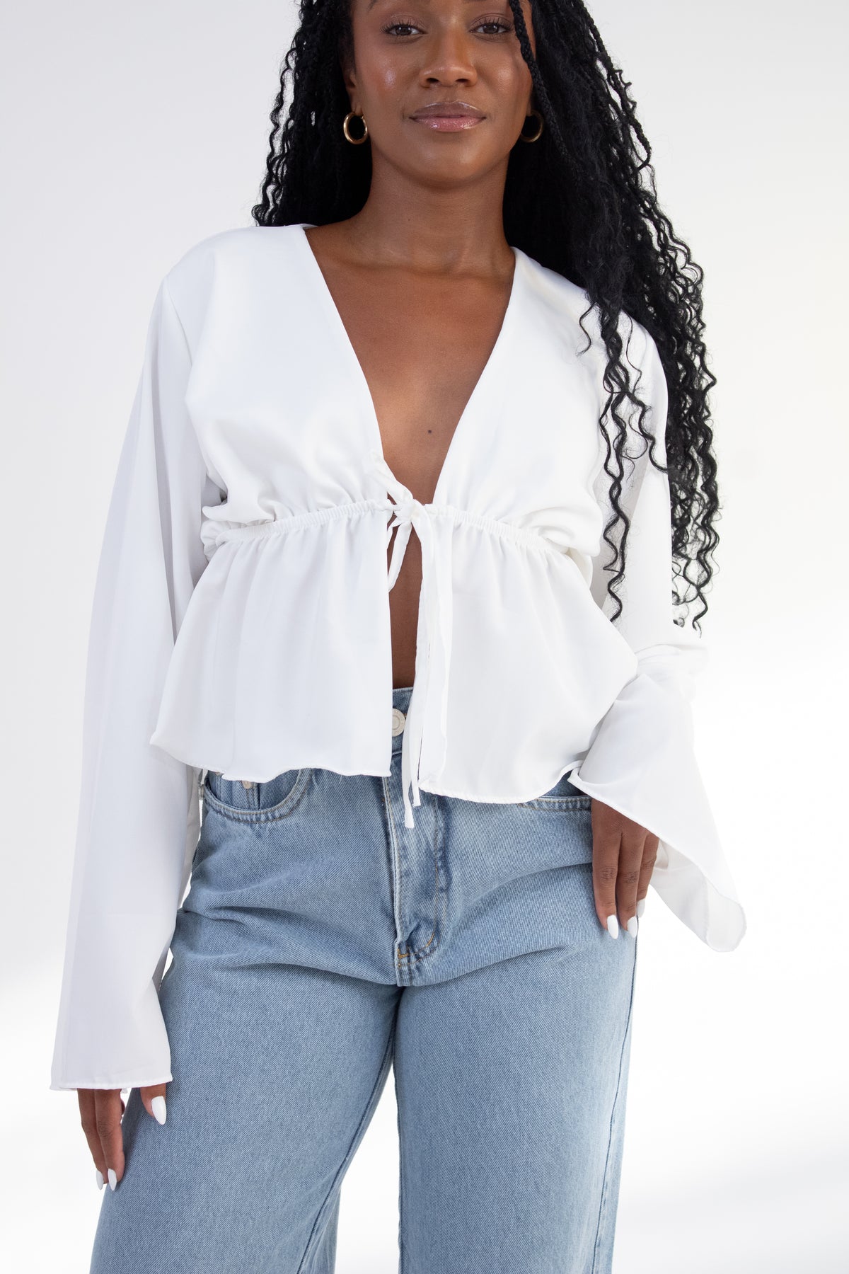 Blusa Bata em Viscose com Amarração